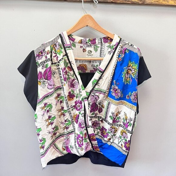 Anthropologie Tiny Cara Wrap Top Mixed‎ Print Size S - Picture 1 of 4